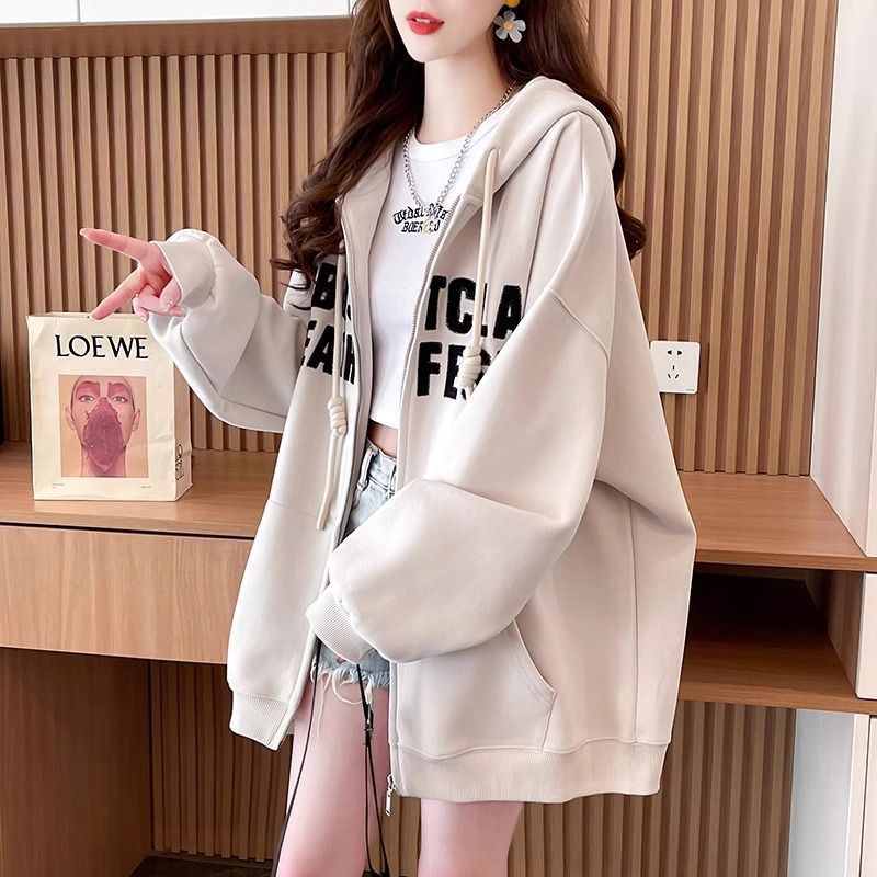 Casual Versatile Hooded Sweatshirt for Women, Lazy Style, Loose Fit, 2026 New Chic Design Top, Spring and Autumn Jacket, Trendy