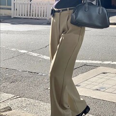 韩国chic通勤百搭宽松休闲裤女夏季新款高腰气质西裤长裤子86355