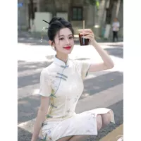 Cheongsam 2025 новая летняя улучшенная молодая девушка белая новая китайская повседневная одежда