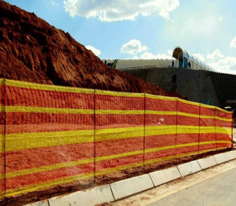 HDPE黄橘色彩条安全警示网橙色道路围栏网 建筑圆丝扁丝围栏网