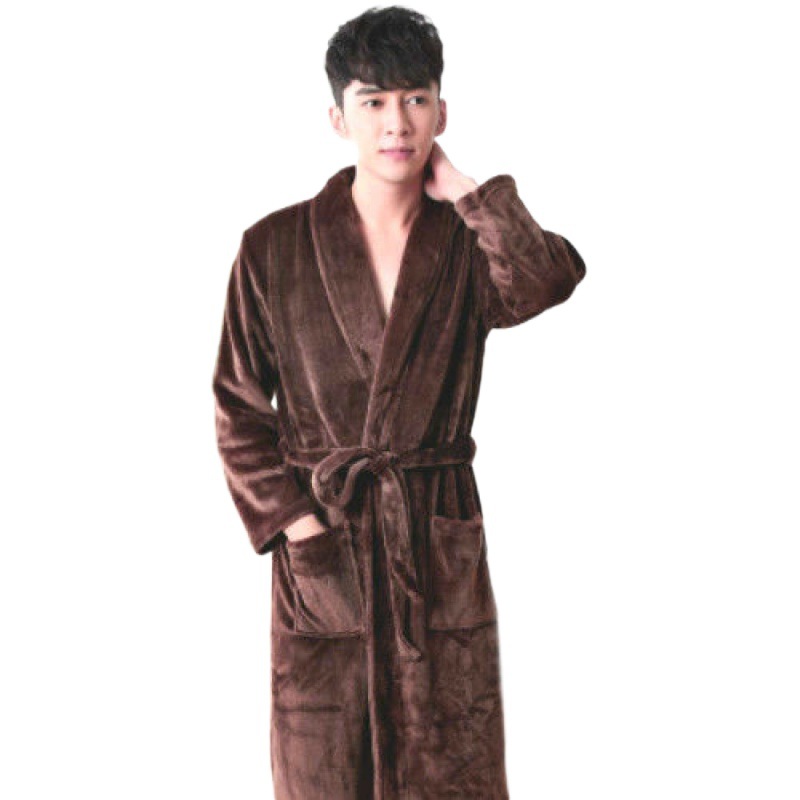 남자 산호 양털 여자 플란넬 목욕 가운 커플 잠옷 가을 겨울 플러스 사이즈 중장 잠옷