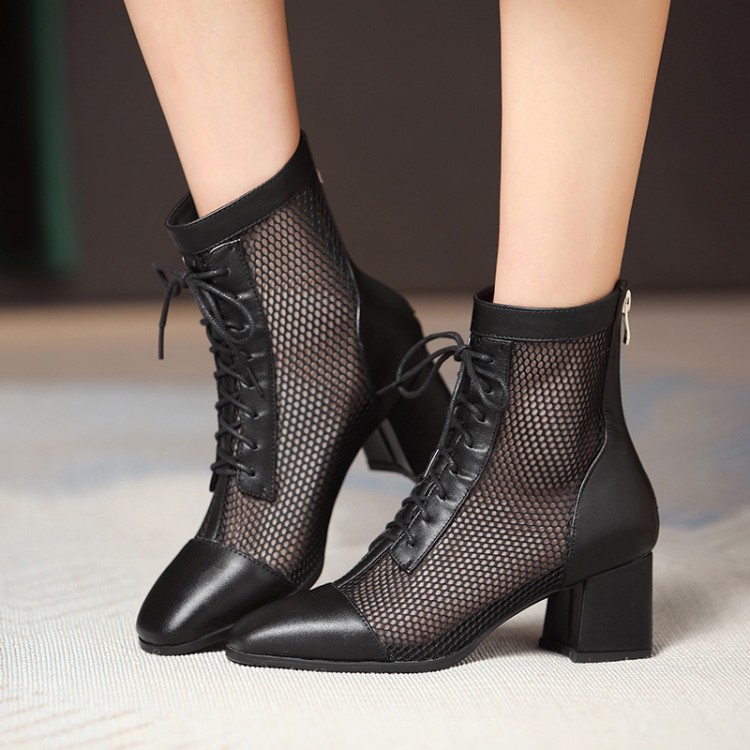 跨境女鞋网靴镂空夏季凉靴网网大码40-43外贸跨境成都小码313外贸