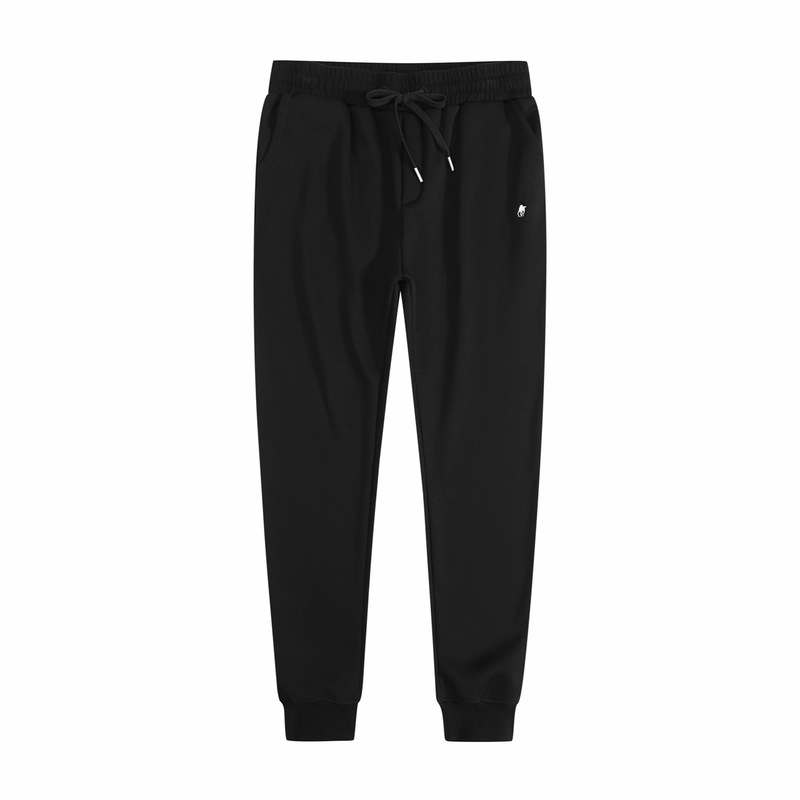 Cross-border bestseller polo pony logo sweatpants for men, sports casual, fleece-lined, thickened, embroidered, solid color, cuffed sweatpants