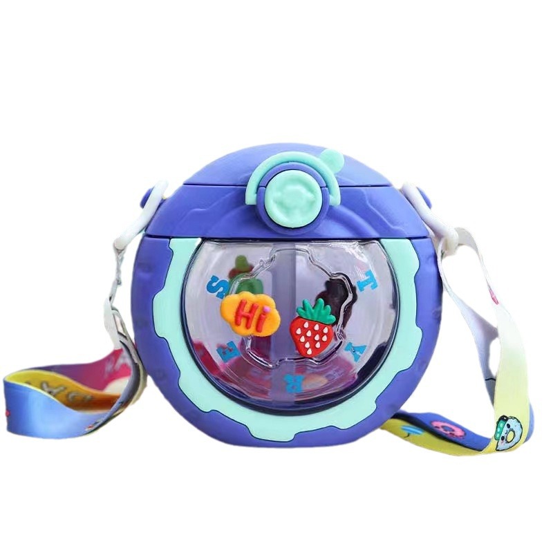 YSM6008-500ml donut niños taza de agua Red Correa roja kindergarten hervidor crossbody anillo hervidor