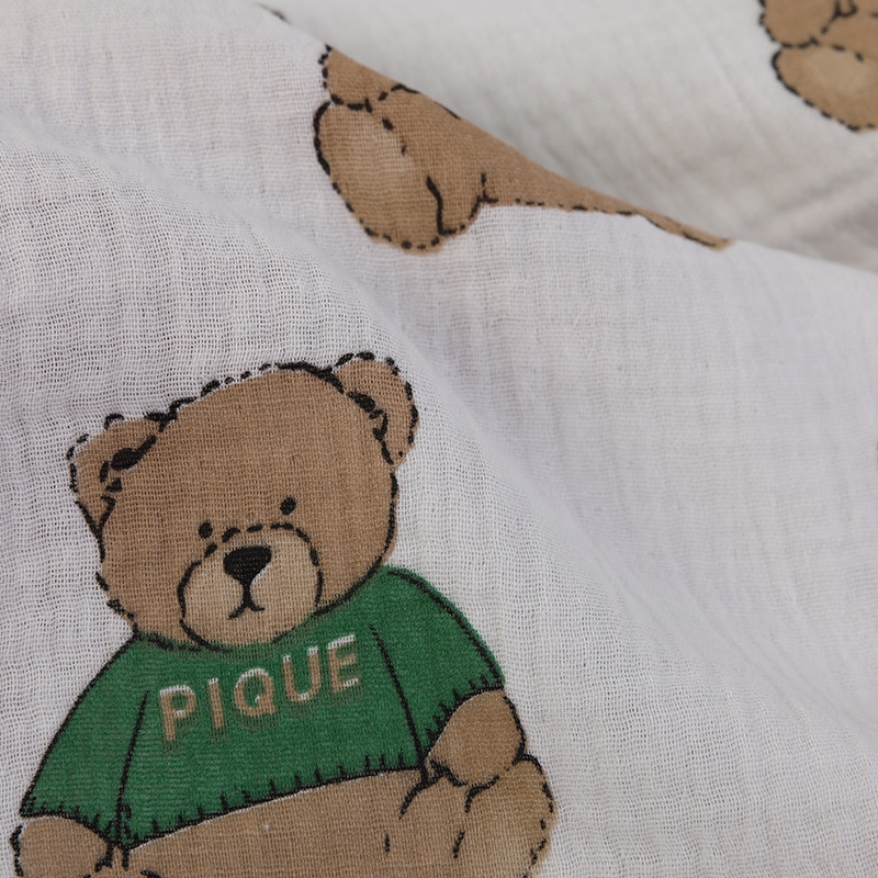 Nueva tendencia alta doble arena lavada orgánica impresión de dibujos animados tela de algodón pijama bebé image 3
