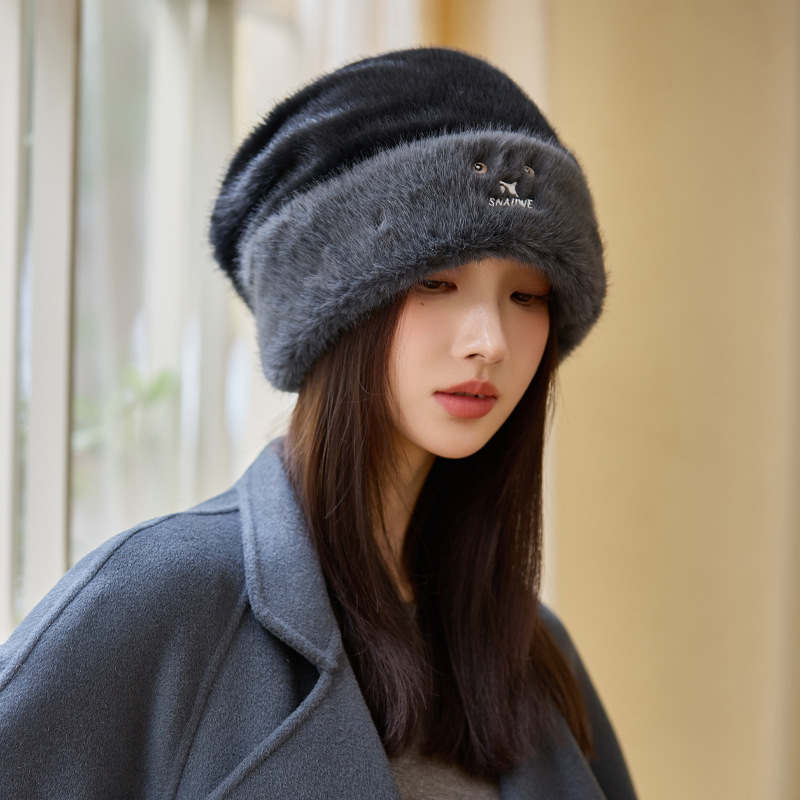 韩版冬天帽子女大头围显脸小针织帽时尚百搭休闲毛绒帽保暖毛线帽|undefined