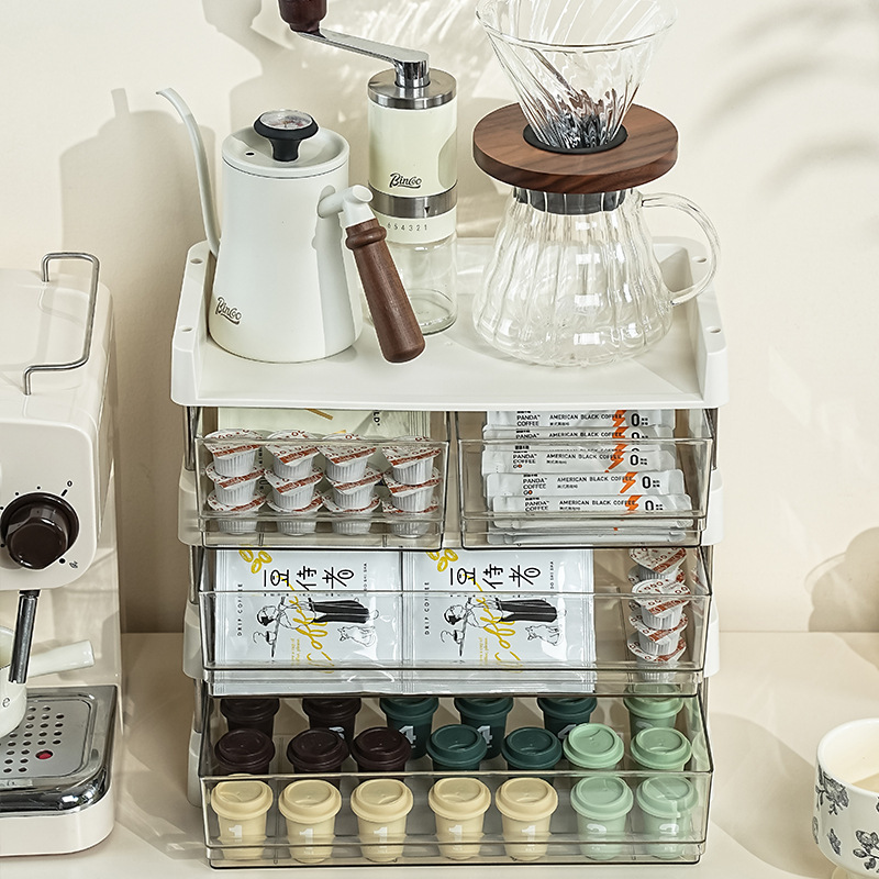 ティーバッグ収納棚茶カプセルコーヒーお茶の間整理ボックス引き出し式デスクトップ多機能収納ラック|undefined