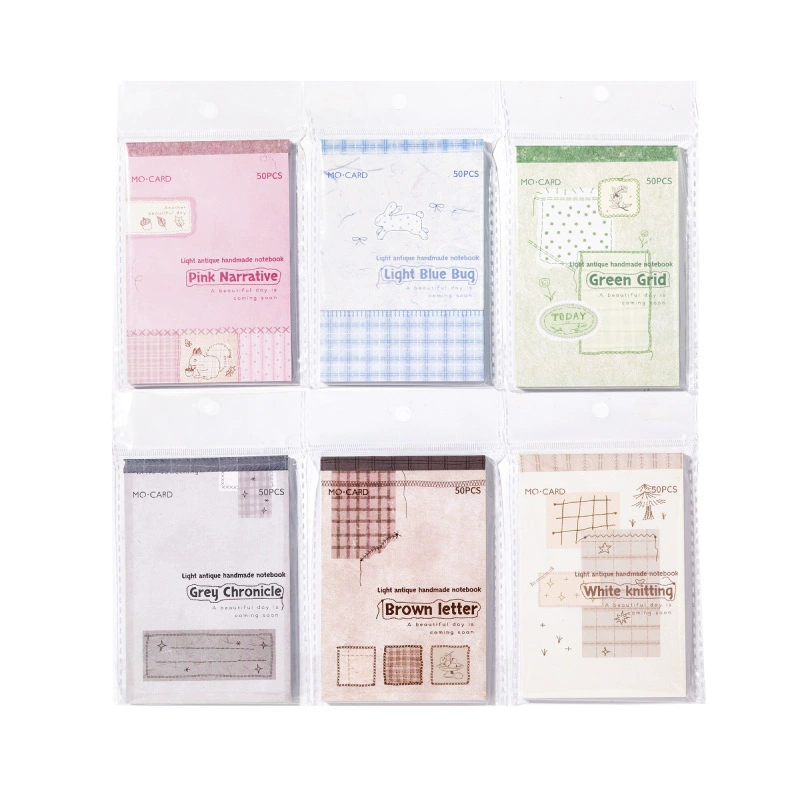陌墨 Memo Pad Sewing Time Series Light Retro Simple Salt Decoration Collage Message Notes