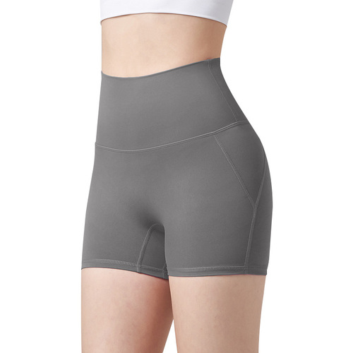 Nude Yoga Three-Piece Shorts for Women, Peach Hip-Lifting High-Waisted Tight Shorts, Fitness Suit, Running and Cycling Shorts