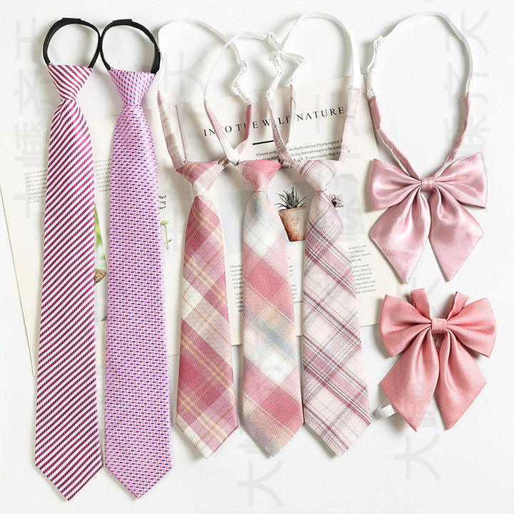 Pink Tie Shirt for Girls, College Style, Japanese Jk Bow Tie, Bowknot, Girl's Clothing Accessory, Sailor Suit Collar Flower