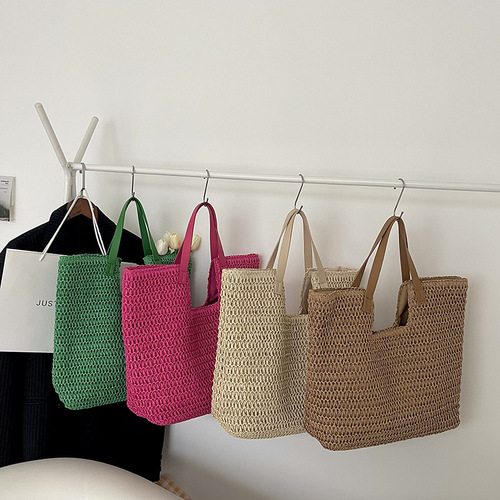 Summer Stylish Grass Weaving Bags for Women  New High-End Knit Tote Bag with Large Capacity Commuter Beach Bag