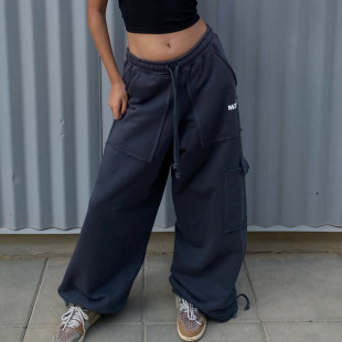 2025 European and American Style Y2K Sexy Design Cargo Pants Sweatpants Women's High Waist Slim Loose Casual Sports Pants