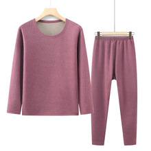 奶奶加绒加厚妈妈装圆领两件套老年人保暖内衣女秋衣秋裤老人套装