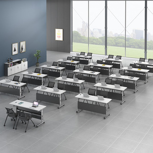 Training Table and Chair Combination Folding Conference Table Training Institution Tutoring Class Desk and Chair Splicing Replica Strip Table Mobile