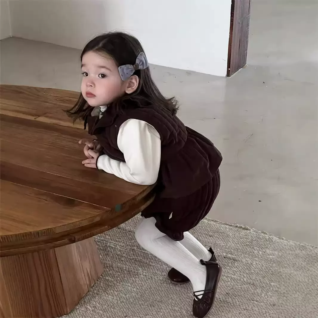儿童冬季加厚套装韩版童装宝宝衣服冬装女童夹棉马甲包屁裤两件套