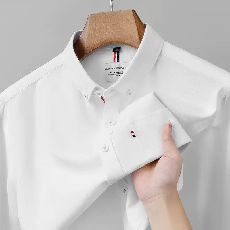 100%纯棉高端牛津纺长袖衬衫男士净版商务休闲磨毛衬衣工装寸衫潮