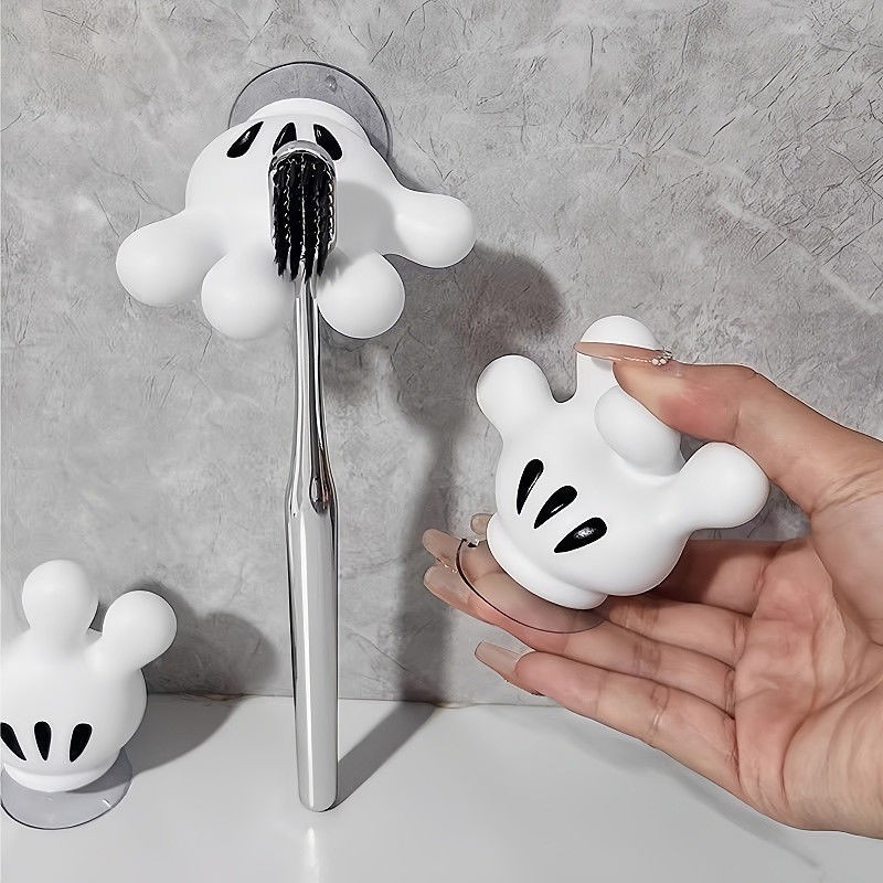 卸売かわいい電動歯ブラシ収納ラックミッキーパーム粘着フック浴室パンチフリー壁掛け子供用歯ブラシ|undefined