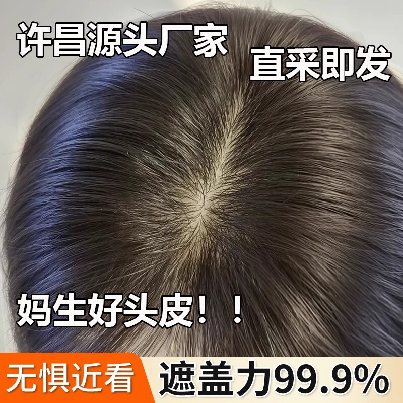 Women's Hairpiece for Top of Head, Seamless, Conceals Gray Hair, Increases Hair Volume, Natural-Looking, Full Real Hair, Hand-Tied Hairpiece, Full Real Hair Piece Women's Hairpiece for Top of Head, Seamless, Conceals Gray Hair, Increases Hair Volume, Natural-Looking, Full Real Hair, Hand-Tied Hairpiece, Full Real Hair Piece