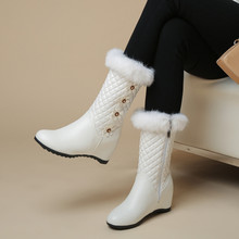 大碼韓版雪地靴女2023冬季新款加厚保暖棉靴坡跟花朵中筒靴6219