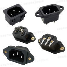 供应AC04电源插座品字尾 带螺母螺纹带翅膀充电母座AC05电源插座