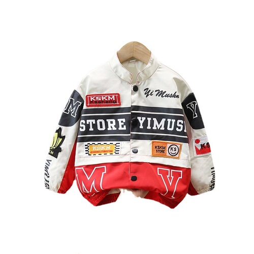1017 Boys Motorcycle Jacket  New Baby Autumn Fashionable Clothes Children's Season Handsome Street Tops Trendy