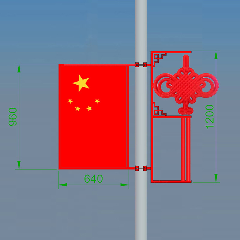 路灯中国结路灯杆定制户外道路太阳能双面发光led中国结装饰灯