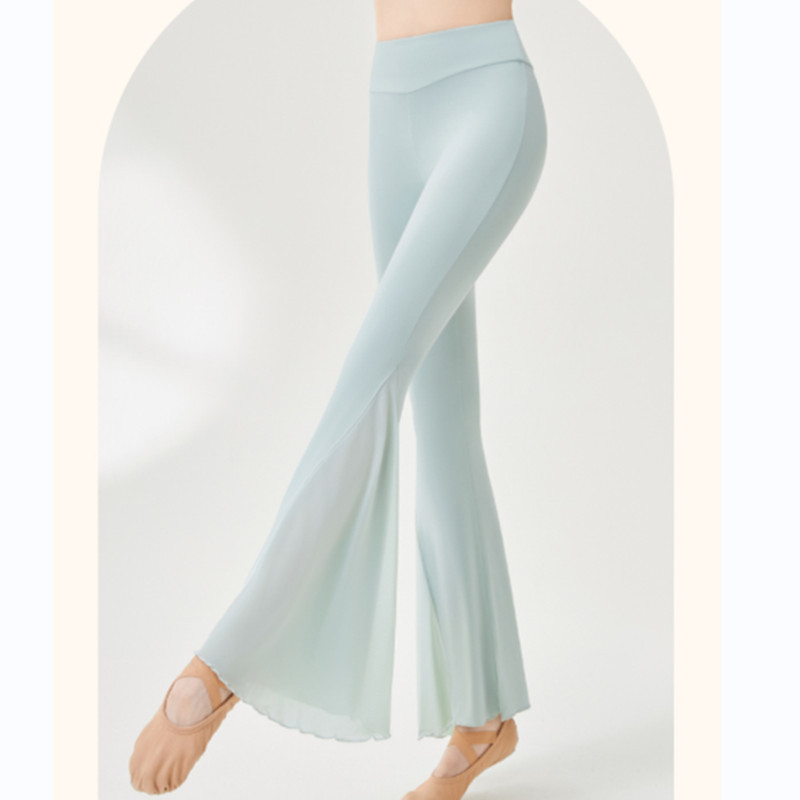 Summer New Lightweight Elegant Mesh Hem Cross Design Belly Slimming Trousers Classical Dance Yoga Pants