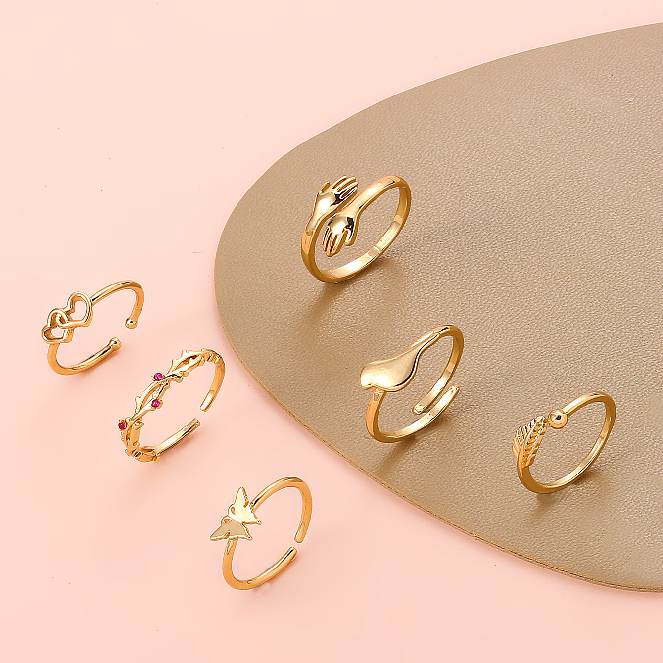 No Inlaid Inlay Material Anklet Classification Heart Shaped Open Female Fashion Butterfly Knuckle Copper Foot Ring 6-piece