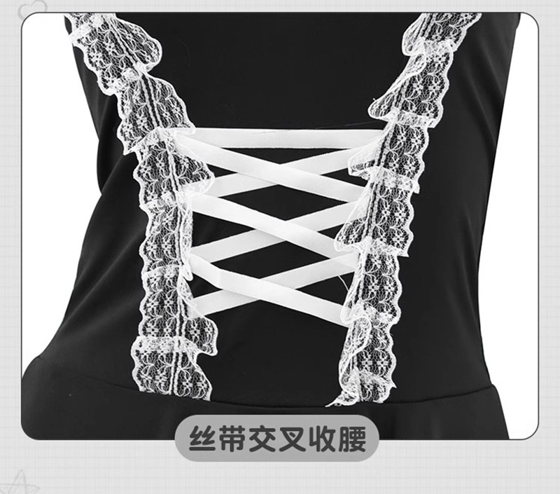 Maid Role-Play Costume Set with Headpiece, Choker, Garters and Thong — detail image 17