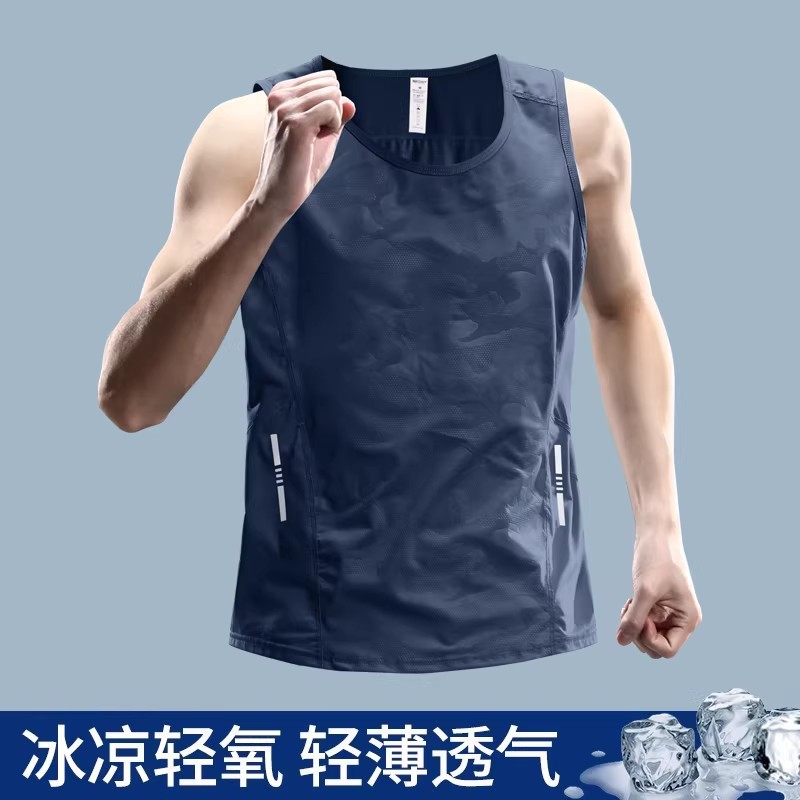 chaleco de baloncesto masculino deportivo de secado rápido sudor entrenamiento de acondicionamiento físico de verano hielo camiseta sin mangas ropa de carrera equipo camiseta