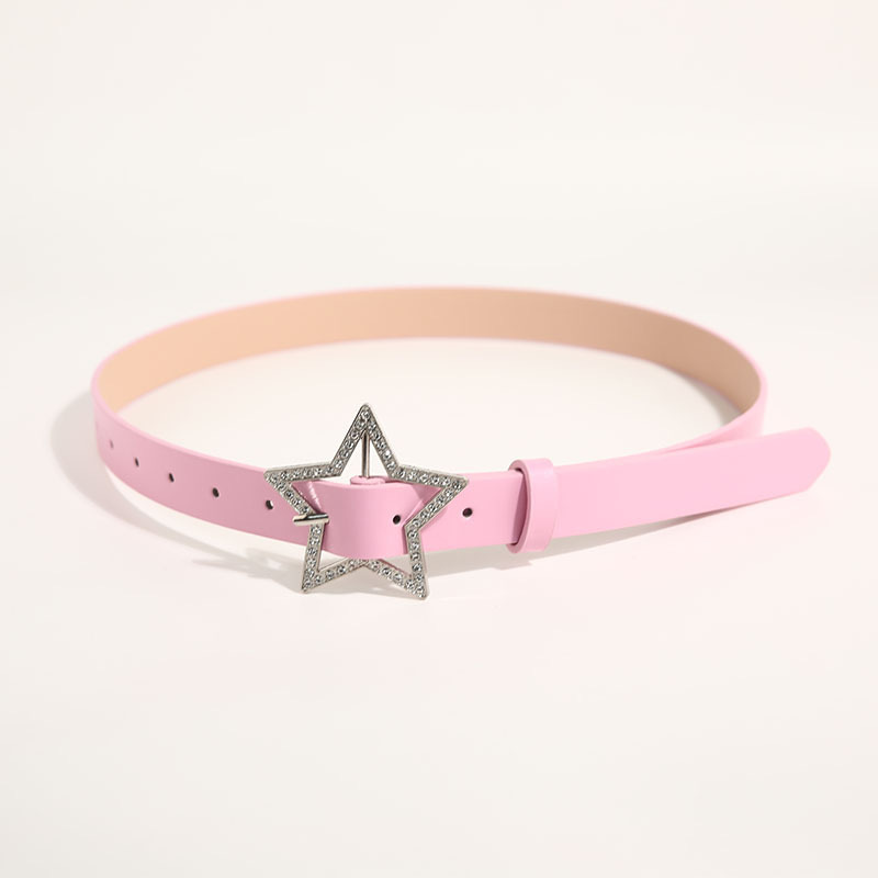 New Summer Tide Star Belt Millennium Dopamine Spice Girl Style Pink Y2K Belt Women's Jeans Design Sense