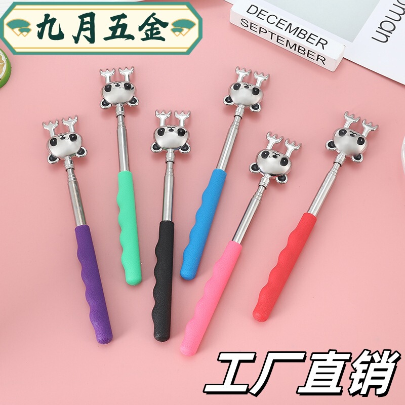 工場直販 指紋認証パンダパンパン ステンレス製伸縮式かゆみかきゴマ 老人用かゆみかきゴマ|undefined