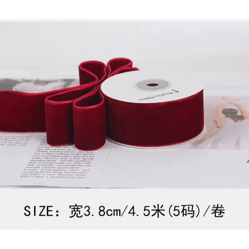 酒红单面双面绒丝带天鹅绒植绒织带手工蝴蝶结花束包装礼品烘焙包|undefined