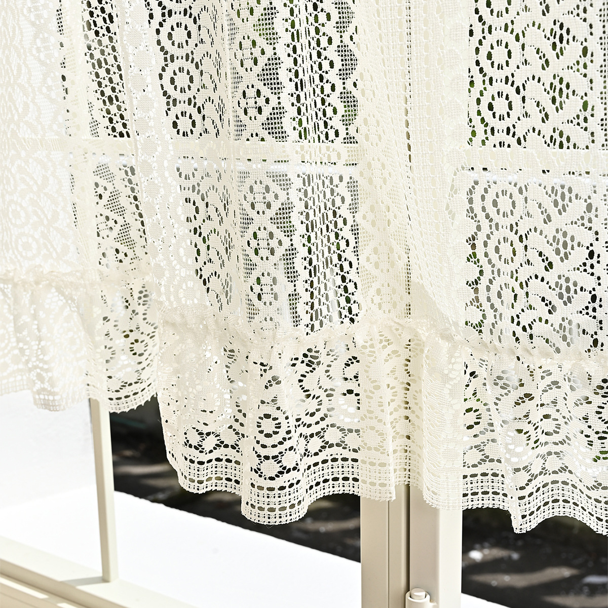 Fronteriza Herringbone de encaje de ventana Herringbone de encaje inferior barra de penetración cortina de cocina cortina cortina cortina de café TEMU