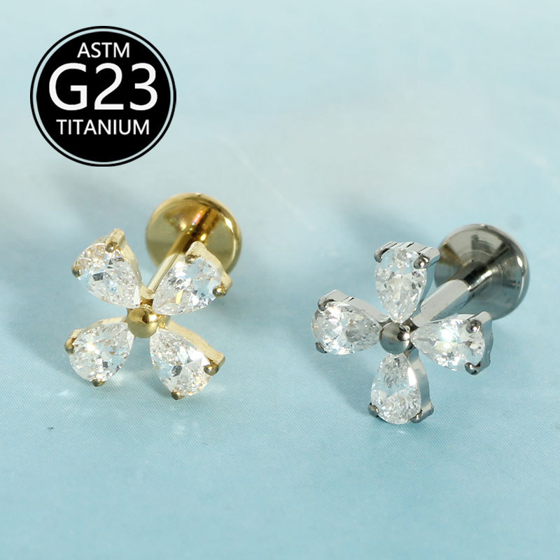 16G labret stud size and finish detail