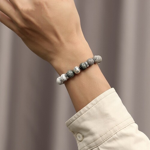Six-character proverb bracelet for men's simple niche and high-end men's bracelet for luck beads for Chinese Valentine's Day gift for boyfriend