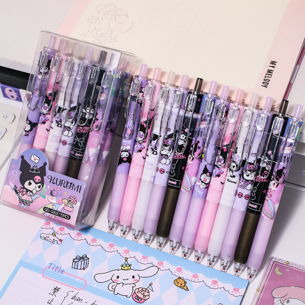 Cute postre fiesta 12 bolígrafos de caja de dibujos animados perros metal bolígrafo neutro bolígrafo de firma ST negro