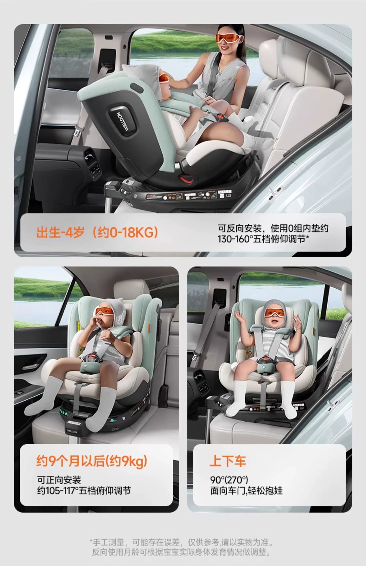Welldon Huilun Smart Turn 2Pro+ Safety Seat for Babies Aged 0-7 Years, New National Standard Car Seat for Infants