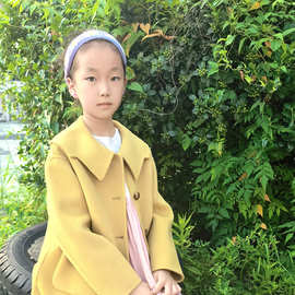 女童双面羊毛大衣2025新款秋冬韩版洋气毛呢中小童儿童呢子外套潮