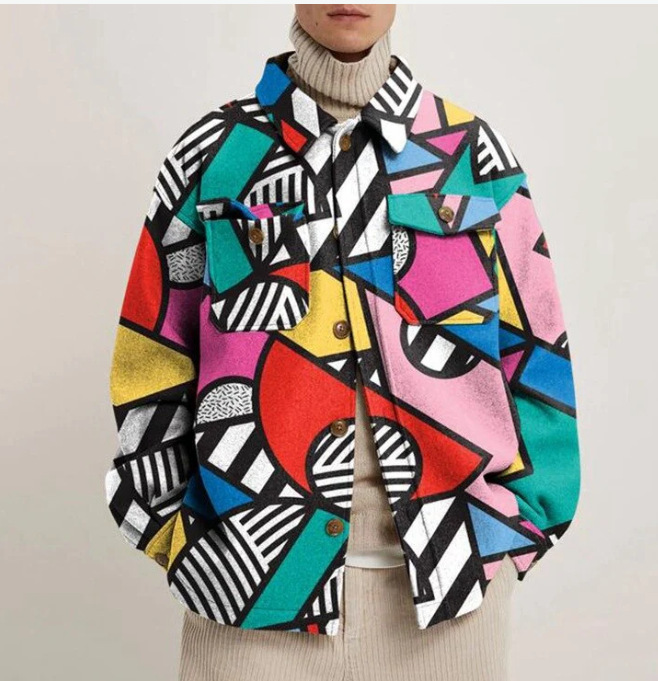 Estación Europea ropa de hombre 2023 estación independiente de otoño Comercio exterior nueva moda impresa chaqueta juvenil abrigo de hombre