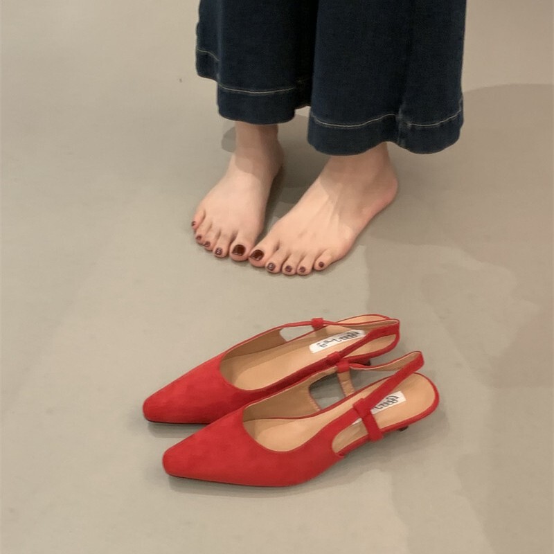 OL professional style suede stiletto closed-toe sandals for women, 2026 new spring-summer versatile commuter backless high-heeled shoes OL professional style suede stiletto closed-toe sandals for women, 2026 new spring-summer versatile commuter backless high-heeled shoes