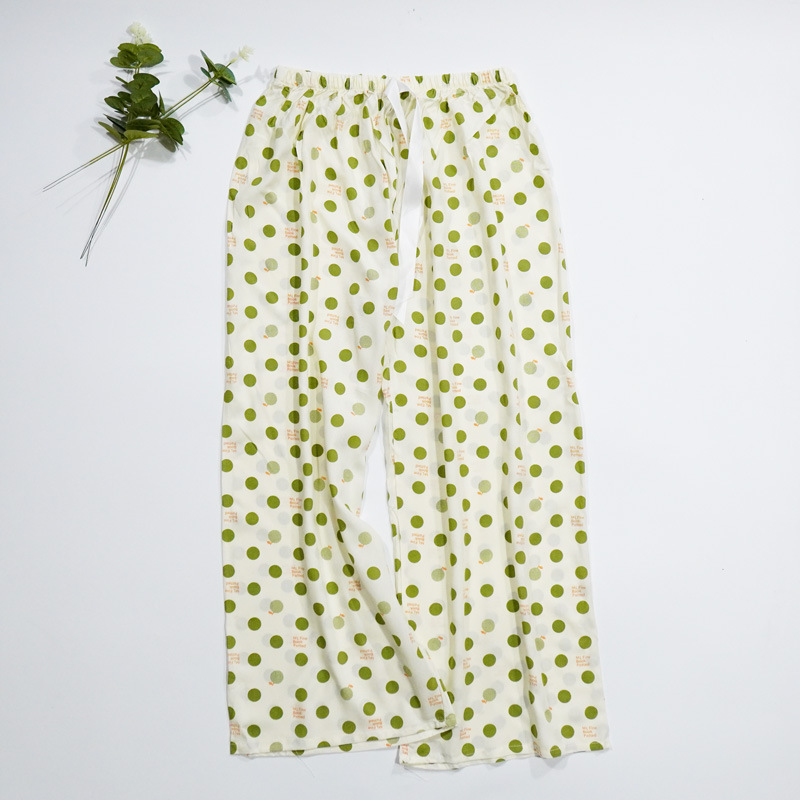 Pantalones de pijama de verano Source 45 de algodón y seda, pantalones anchos de nueve puntos para mujer, finos, talla grande, pantalones holgados para aire acondicionado, pantalones de playa