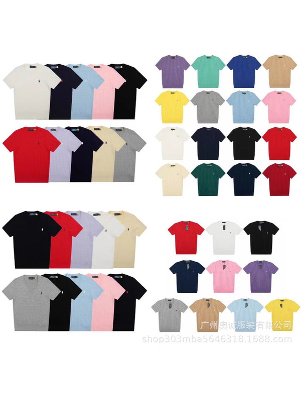 Cross-Border 25Ss Ralph Lauren Small Logo Logo Round Neck Pure Cotton Women's Knitted Short-Sleeved Casual Fashion Versatile T-Shirt