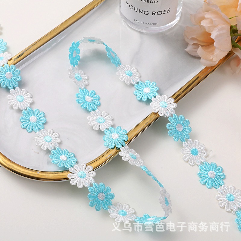 Nuevo punto bordado encaje soluble en agua DIY de dos colores pequeño encaje ropa infantil encaje ropa accesorios encaje