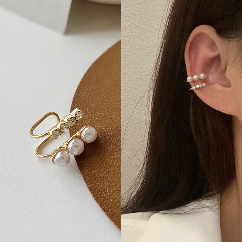 韩国新款仙范珍珠耳骨夹耳夹无耳洞耳饰复古时尚简约气质耳环