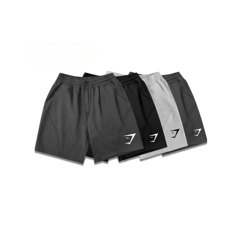 Men's Fitness Shorts, American Retro Style, Straight Cut, Non-Curling Edges, Knee-Length, Cotton Muscle Shark Shorts Men's Fitness Shorts, American Retro Style, Straight Cut, Non-Curling Edges, Knee-Length, Cotton Muscle Shark Shorts