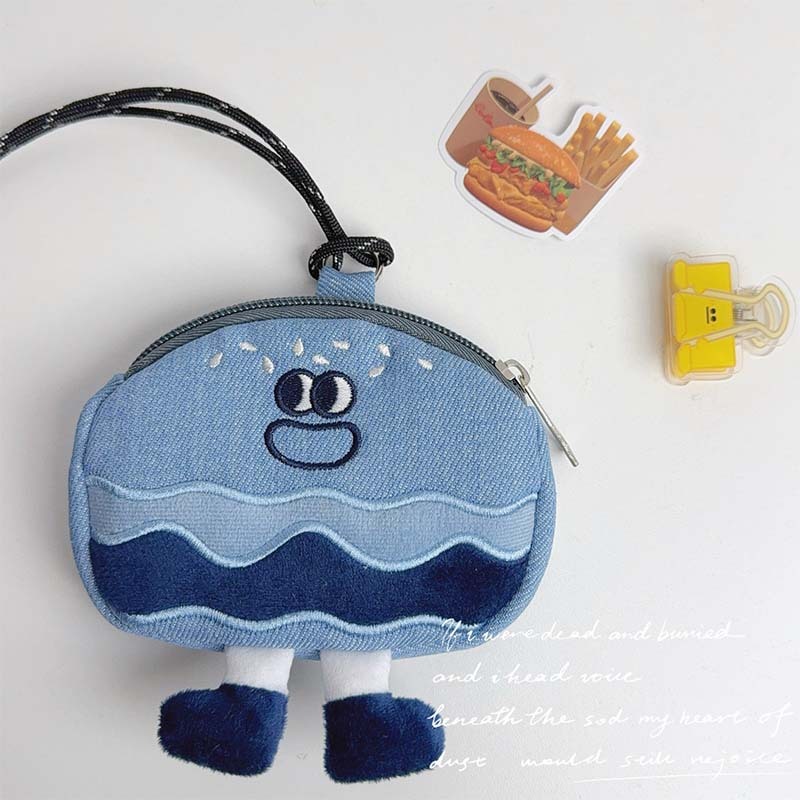 Cute Cowboy Hamburger Funny Fashion Fabric Neck Bag Emoji Headset Card Bag Storage Coin Purse Coin Storage Bag