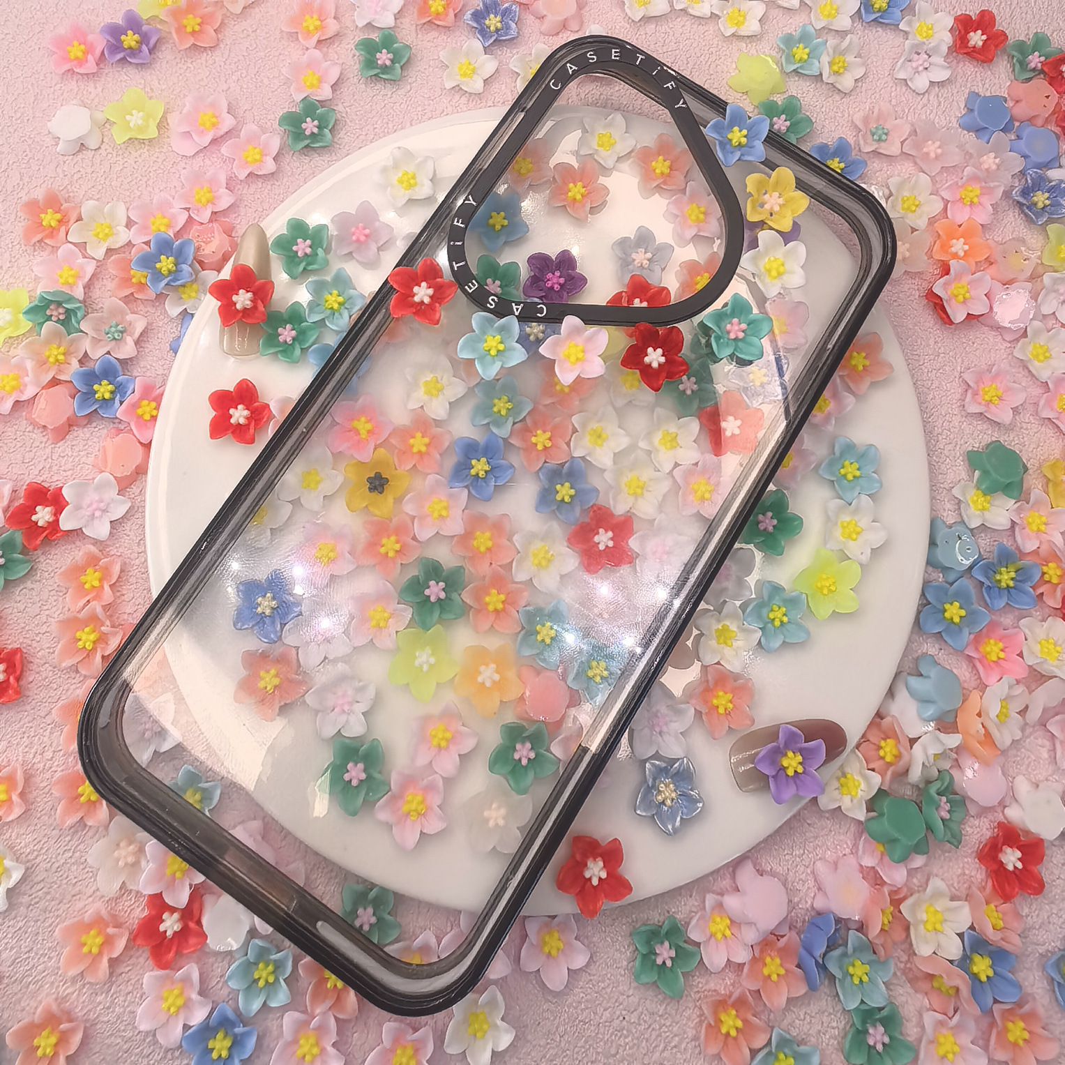 树脂配件新款百合五瓣花美甲DIY手机壳奶油胶发夹发饰配件批发