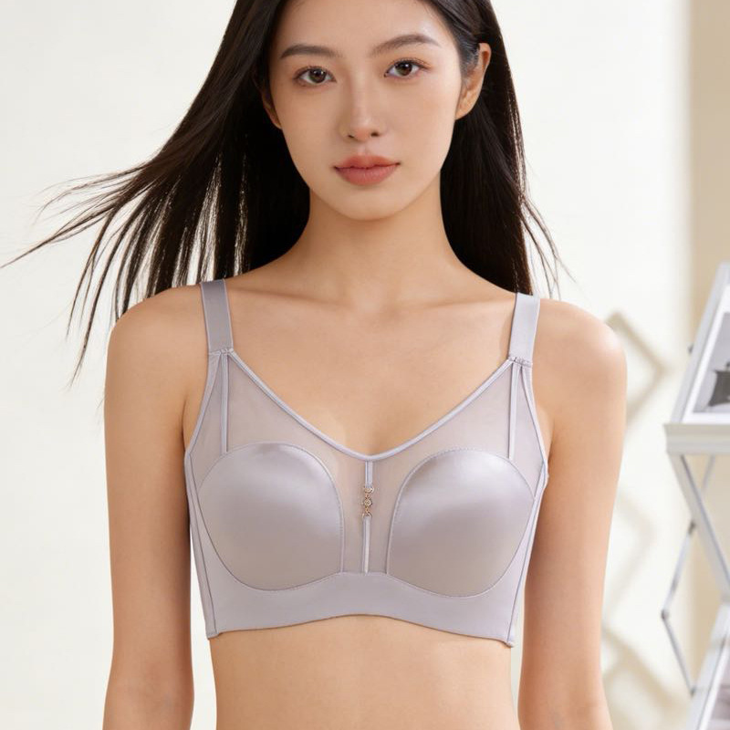 New Memory Steel Ring Mango Medium-Thin Seamless Smooth Push-Up Bra for Women with Side Support and Adjustable Lift