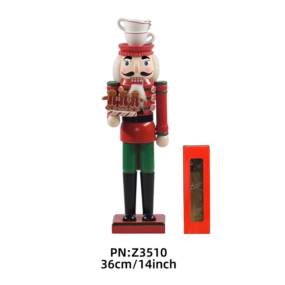 Transfronterizos 35cm pan de jengibre hombre calendario chef nuez soldados decoraciones navideñas fábrica de muñecas de madera al por mayor